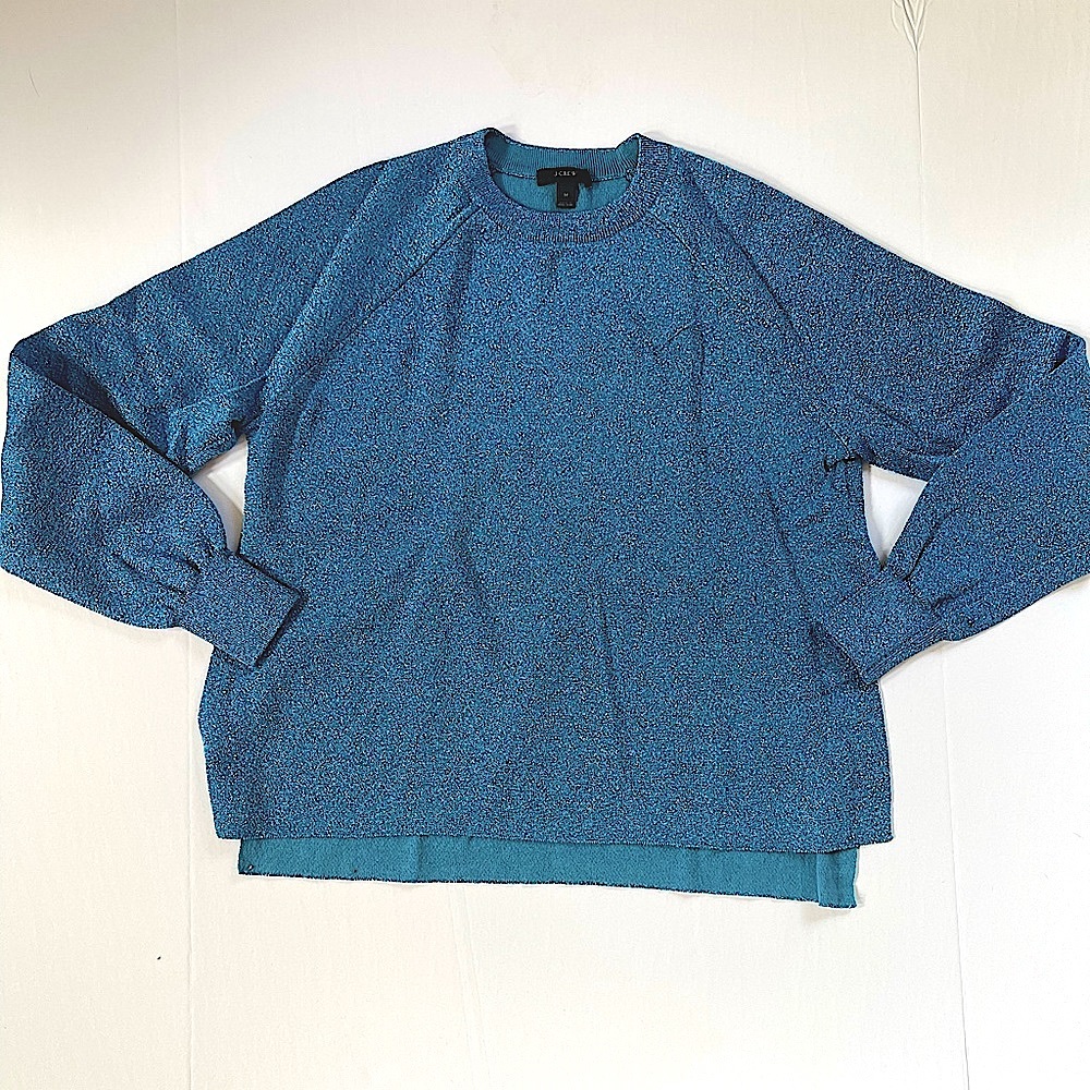 J Crew Sparkling Blue/teal Sweater Size Medium